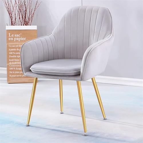 Image of Pair of 2 Stylish, Modern, Elegant & Comfortable Velvet Arms Chairs for Dinning Living Hotel Cafe (2 Chairs) (Light Grey)