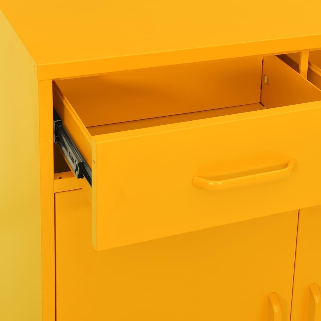 vidaXL Armario de Almacenamiento Aparador Librería Alacena Estantería Organizador Muebles Hogar Estable Acero Amarillo Mostaza 80x35x101,5 cm