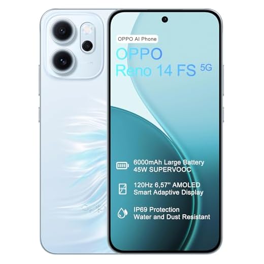 OPPO Reno14 FS 5G 12+512GB Teléfono Movil, IA Smartphone Android, Pantalla AMOLED 120Hz de 6,57", Cámara AI 50+8+2MP, Batería 6000mAh, SUPERVOOC 45W, Snapdragon 6 Gen 1, IP69, Vídeo 4K, NFC, Azul