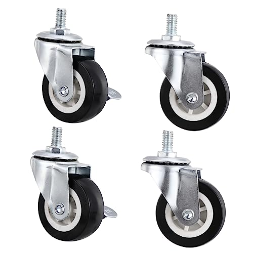 MUCKLILY 4pcs Wheel Heavy Duty Casters Double Locking Casters Heavy Duty Castors Furniture Casters Noiseless Industrial Casters Swivel Casters for Furniture Cart Swivel Casters PVC