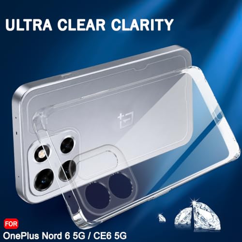 Image of TheGiftKart Back Cover Soft Case for OnePlus Nord 6 5G / CE 6 5G | Best Camera Protection | Inbuilt Dust Plugs & Anti-Slip Grip | Ultra Clear Slim Back Cover Case (Silicone, Transparent)