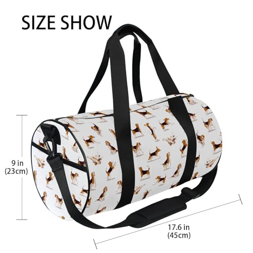 Cute Beagle Dog Round Duffel Sports Bag Lightweight with Inner Pocket Gym Bag for Men Women Duffle Bag for Travel Sports3