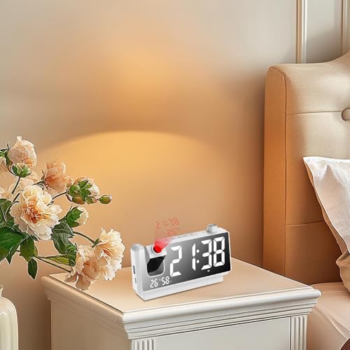 Reloj de proyección inteligente, pantalla espejo LED con proyector 180 para dormitorio 5