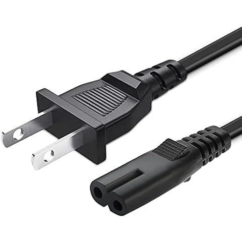 2 Prong AC Power Cord for Samsung UN40 UN43 UN48 UN49 UN50 UN55 UN60 UN65 UN70 UN75 UN78 Series 4k Smart TV TCL Roku Sharp Insignia Hisense TV PS4 PS5 Speaker Monitor Xbox Wall Power Cable Replacement Cover