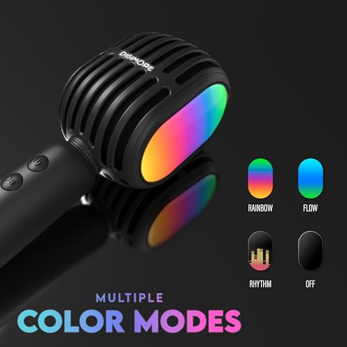 Image of DIGIMORE Wireless Bluetooth Karaoke Microphone with 10W Speaker | Portable Handheld Mic | RGB Lights | Bluetooth 5.3 | Recording Support | Type-C Charge | Ideal for Singing, Parties & Kids (D-1300)