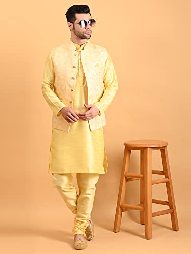 Image of Uri and MacKenzie Men's Silk Blend Kurta Pajama with Designer Ethnic Nehru Jacket /Modi Jacket