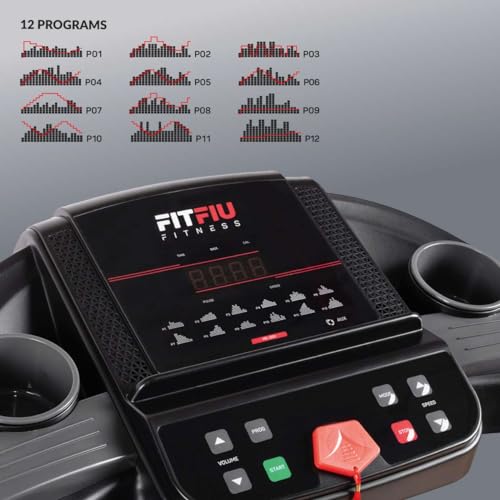 FITFIU Fitness MC-200 - Tapis de Course avec Inclinaison, Pliable, Ultra-Compact et Silencieux, écran LCD avec 12 programmes, Moniteur de fréquence Cardiaque, Utilisation à Domicile/au Bureau – Image 5