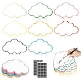 120 Stück Wolken Moderationskarten Karteikarten Wolke 8 Farben Moderationskarten Set mit 120 Selbstklebenden Klettband Metaplankarten Wolken Präsentationskarten