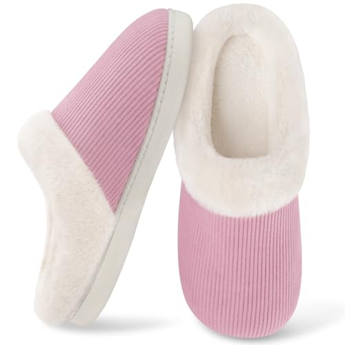 Wostock Pantoufle Femme Chausson Peluche Chaud Slippers Claquette Fourrure Sandal Bout Ouvert Accueil Chaussures pantoufles femme hiver