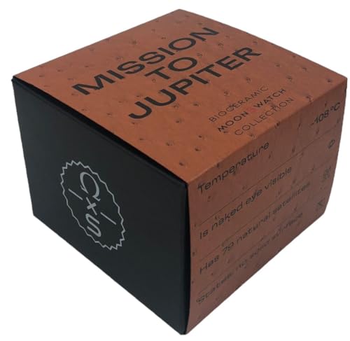 Swatch Reloj de pulsera MoonSwatch Omega x Mission to Jupiter de biocerámica con correa de avestruz, Beige E Orange, Modern