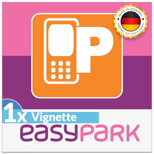 1x EASYPARK Aufkleber Easy Park Vignette APP Sticker Hinterglasaufkleber klein KFZ Ticket Auto Parkplakette Parken (6 x 6 cm UV Schutz wiederablösbar Made in Germany)