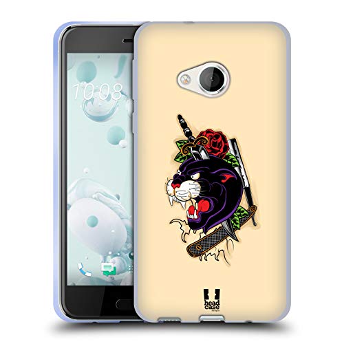 Head Case Designs Panther Old School Tattoos Soft Gel Handyhülle Hülle kompatibel mit HTC U Play/Alpine