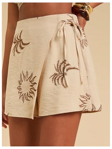 Image of SweatyRocks Women's Boho Mini Skirts Floral Shorts Tie Side Wrap Skorts