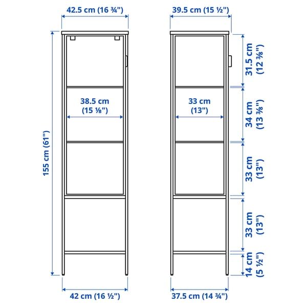 ProTuning Rudsta Armoire à portes vitrées, anthracite, 42 x 37 x 155 cm