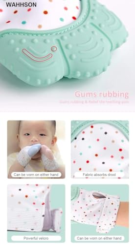 Image of WAHHSON Cotton Baby Soft Teething Mitten Teether Glove, Teether For 0-12 Months Baby, Teething Pain Relief Toy Glove, Natural Remedy For Infants & Toddlers | Infant Teething Mittens (Green, Pair of 1)
