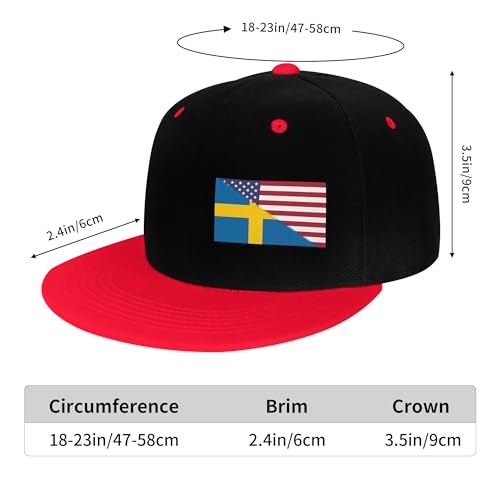 American Flag and Swedish Flag Children's Flat Brimmed Hip-hop Hat Flat Eave Sunscreen Duckbill Cap Headgear2