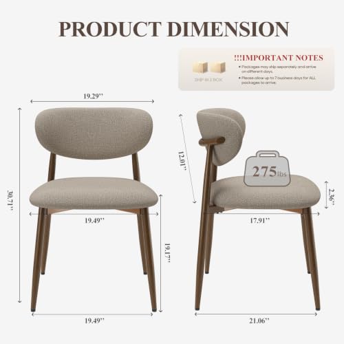 Image of MALOL Upholstered Curved Back Dining Chairs Set of 4, Camel