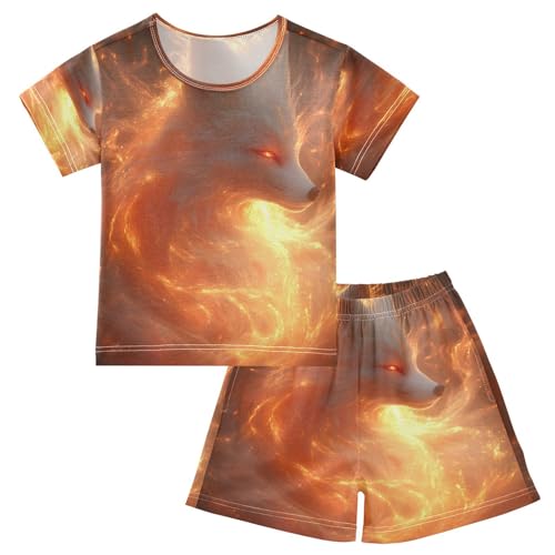 senya Short Sleeve Pajamas Sets Summer Cotton Sleepwear Fire Fox