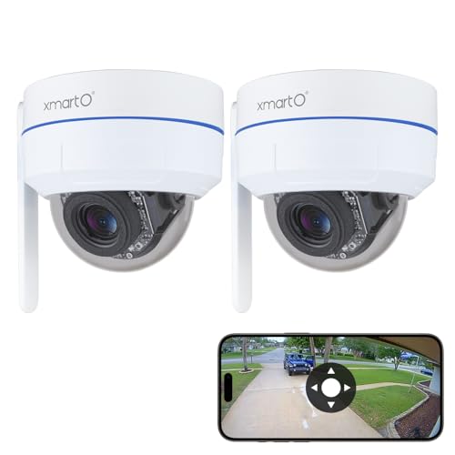 xmartO [2-Pack AI Tracking Dome CAM 2K HD Metal Dome PTZ Wireless Security Camera with Automatic Tracking, 2-Way Audio and Night Vision (Standalone WiFi Camera, DPM3034-Q2)