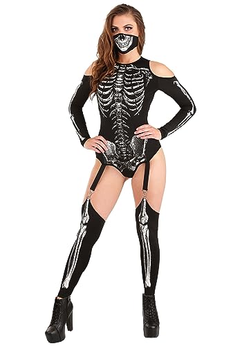 Combinaison squelette femme deguisement Halloween taille L noir