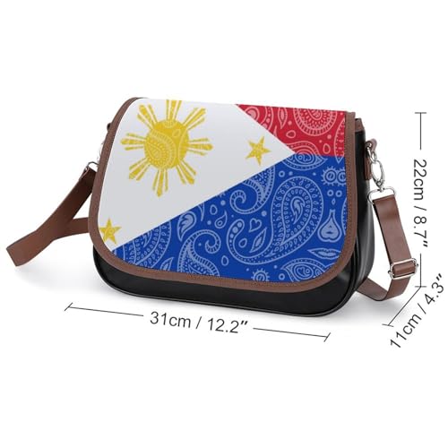 Paisley Philippines Flag PU Leather Crossbody Bag, Mini Phone Sling Bag Wallet Purses, Handbag for Women, Fashion2