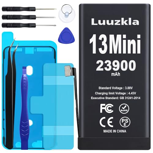 Luuzkla 23900mAh Battery Compatible with iPhone 13 Mini (New Upgrade) Super Capacity Battery Compatible with iPhone 13 Mini with Full Tool Kits-0 Cycle High Capacity-24 Months Service