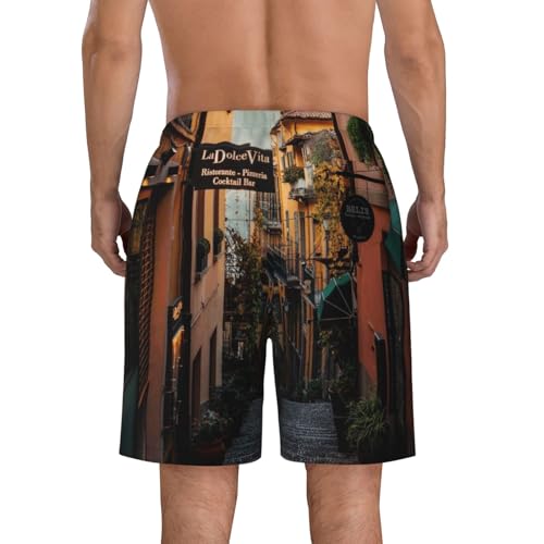 Men's Beach Shorts Italy Alley Street Mens Swim Trunks Board Shorts with Pockets Swimwear Bathing Suits4