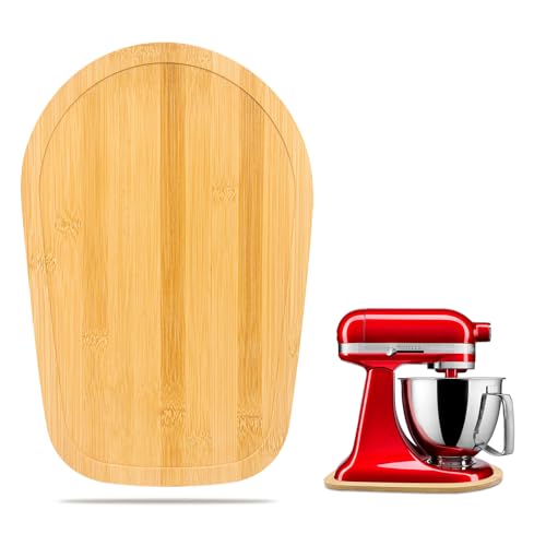Image of Bamboo Mixer Slider Mat for Kitchen Aid Artisan Mini 3.5 Quart Tilt-Head Stand Mixer, Sliding Board Kitchen Appliance Storage Attachments, Countertop Moving Tray Accessories for Kitchen Aid