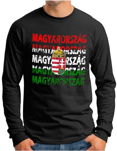 T-shirt Hongrie Euro II avec drapeau football manches longues en grande taille homme