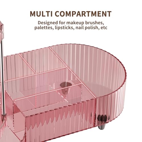 Image of 360 Rotating Makeup Organizer for Vanity, 2 Perfume Trays with 5 Compartments Cosmetic & Skincare Storage, Multi-Purpose Countertop Organizers for Bathroom, Desk, Pantry, Space-Saving Beauty Organizer