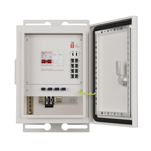 Image of Outdoor Industrial PoE Switch Box, Integrated 8 Ports Gigabit PoE Switch Unmanaged, 2 SFP Slots, 300W Power Supply, Air Circuit Breaker, AC Lightning Arrester, IP55 Durable Metal Casing