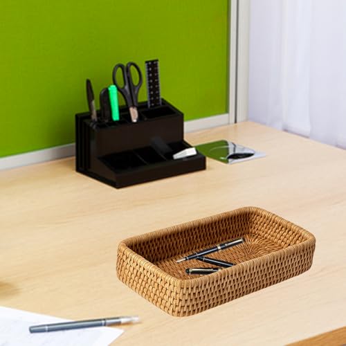 Rattan Tray, Key Bowl for Hallways, Entryway Decorative Basket, Key Tray, Key Dish, Organiser for Keys, Perfume, Candles, Coffee Table Decor, Bathroom Countertop Storage, Candle, Ornament - Image 3