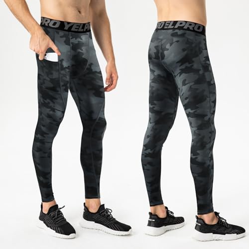 1 or 3 Pack Men's Compression Pants with Pocket Running Leggings Sports Cool Dry Workout Base Layer Underwear3