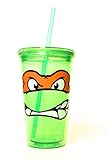 Silver Buffalo Nickelodeon Teenage Mutant Ninja Turtles Michelangelo Plastic Cold Cup with Lid and...
