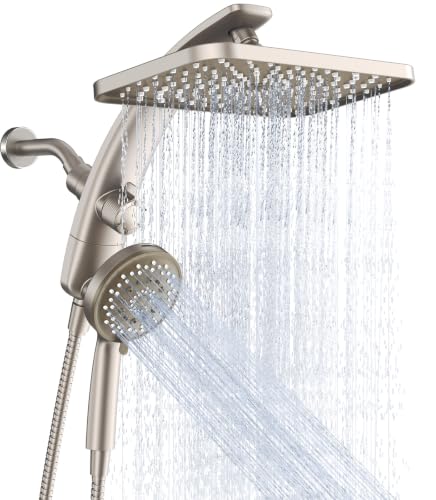 Image of Veken 12 inch Rain Shower Head with Handheld,High Pressure Power Wash,Magnetic | Starlight,Dual Shower Heads Combo,8-Mode Hand Held Spray with Hose,Double Detachable Rainfall Showerhead,Bathroom Accessories
