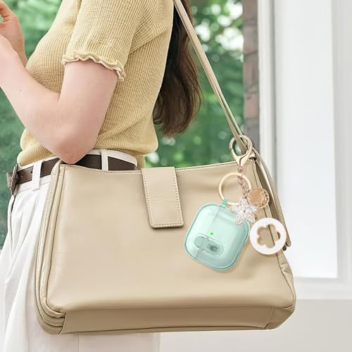 Image of (with Safety Lock) Clear Case Compatible with Cute Apple Airpods 4 Cases 2024 Women, VISOOM Soft TPU Transparency Air pods 4 Gen Case iPods 4 Earbuds Case Girl Bling Keychain for Airpod iPod 4th Gen