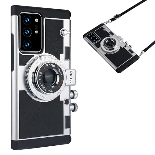 QoKcoahn Emily in Paris Coque de téléphone pour Samsung Galaxy Note 20 Ultra, étui d'appareil photo kawaii 3D dessin animé vintage avec long cordon en...