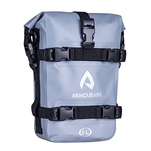 ARMOURAIN エンジンガードバッグ 防水 6L バイク サイドバックショルダーストラップ付きサイドバッグ バイク用ライディングツール アクセサリー (PVC グレー)