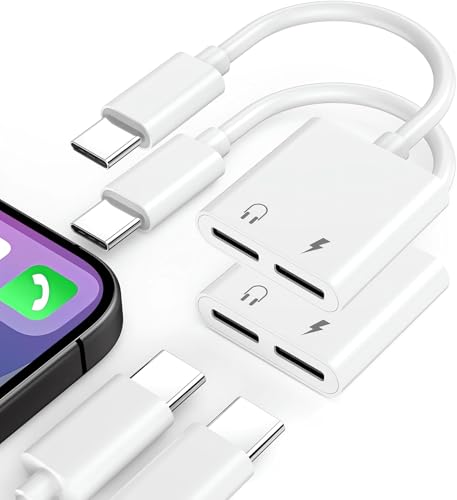 Image of [Apple MFi Certified] iPhone Dual USB C Headphone and Charger Adapter | 5 Pack USB Type C to Aux Audio + Charge Dongle Adapter for Apple iPhone 17 /17 Pro /17 Pro Max /Air /16 /16 Pro Max /15 /15 Pro Max