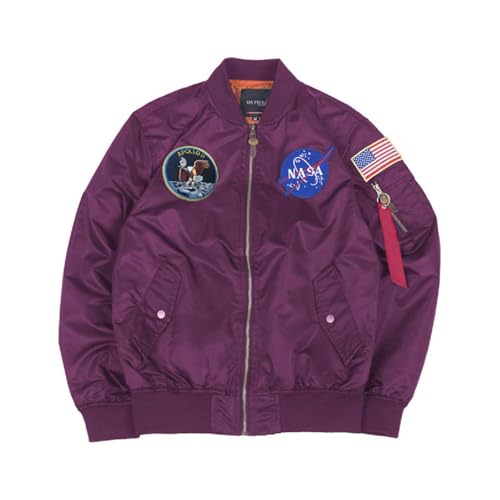 Image of CORIRESHA Mens Apollo NASA Patches Slim Fit Bomber Jackets Windbreaker