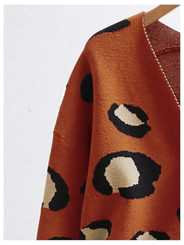 Image of WDIRARA Women's Leopard Tiger Print Cardigan V Neck Long Sleeve Color Block Button Down Sweater Outwear
