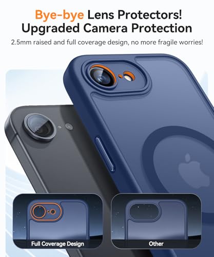 Image of CANSHN Magnetic for iPhone 17e / 16e Case, Upgraded [Full Camera Protection] [Compatible with Magsafe] [Translucent Matte] Shockproof Protective Phone Case for iPhone 17e / 16e - Deep Blue