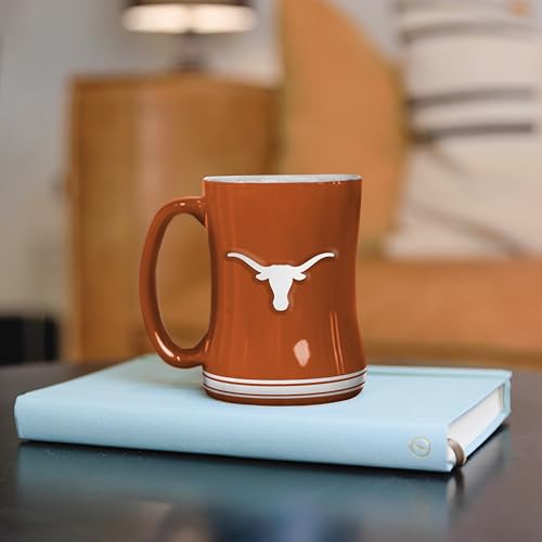 Image of Logo Brands NCAA Texas Longhorns 14oz Ceramic Relief Mug- Officially Licensed Mug, Sculpted 3D Logo and Team Colors - Comfortable Handle and Glossy Finish for College Sports Fans