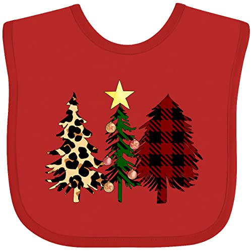 inktastic 3 Christmas Trees in Plaid and Leopard Print Baby Bib