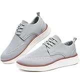 ZGWULZNGL Men's Casual Dress Oxfords Shoes Knit Fashion Dress Sneakers Breathable for Business Formal Office Lightweight Walking Shoes,Comfortable，Grey，US8