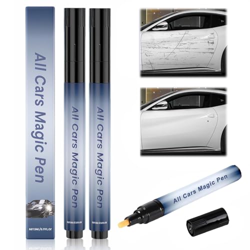 Magic Car Scratch Removal Pen, All Cars Magic Pen Quick Fix for Vehicle Scratches, Weatherproof Fits All Car Colors, Long-Lasting & Effective Car Scratch Remover Pen (2PCS )