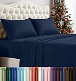 Utopia Bedding Queen Sheet Set – 4 Piece Bed Sheets for Queen Size Bed, Soft and Breathable Microfiber, Includes 1 Fitted Sheet, 1 Flat Sheet and 2 Pillowcases (Navy Blue)