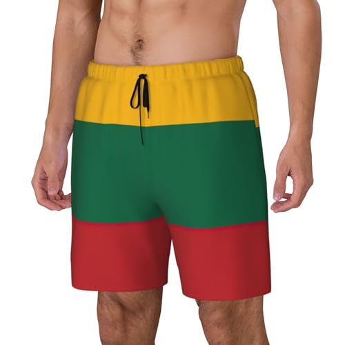 Flag of Lithuania Print Men Stylish Functionality Swim Trunks Breathable Beach Shorts Surfing Gym Fishing2