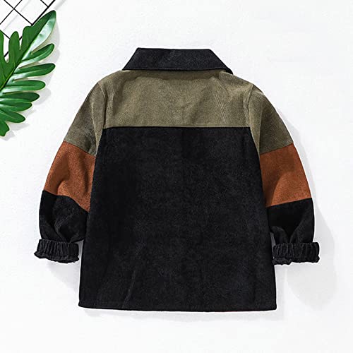 Toddler Boys Corduroy Shirts Long Sleeve Button Down Collared Shacket Jacket Tops with Pocket Light Jacket Kids2