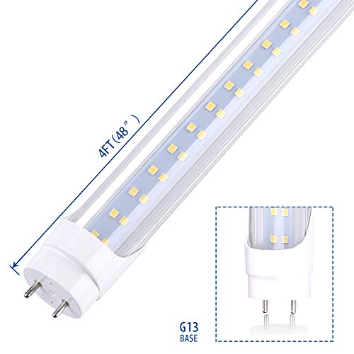 T8 LED Light Bulb 4FT, Ballast Bypass Required, 2pin G13 End 3360 Lumens, Day White 5000K, Replace 80W Fluorescent Light, Dual-End Powered Clear Cover AC 85-277V 100 Pack